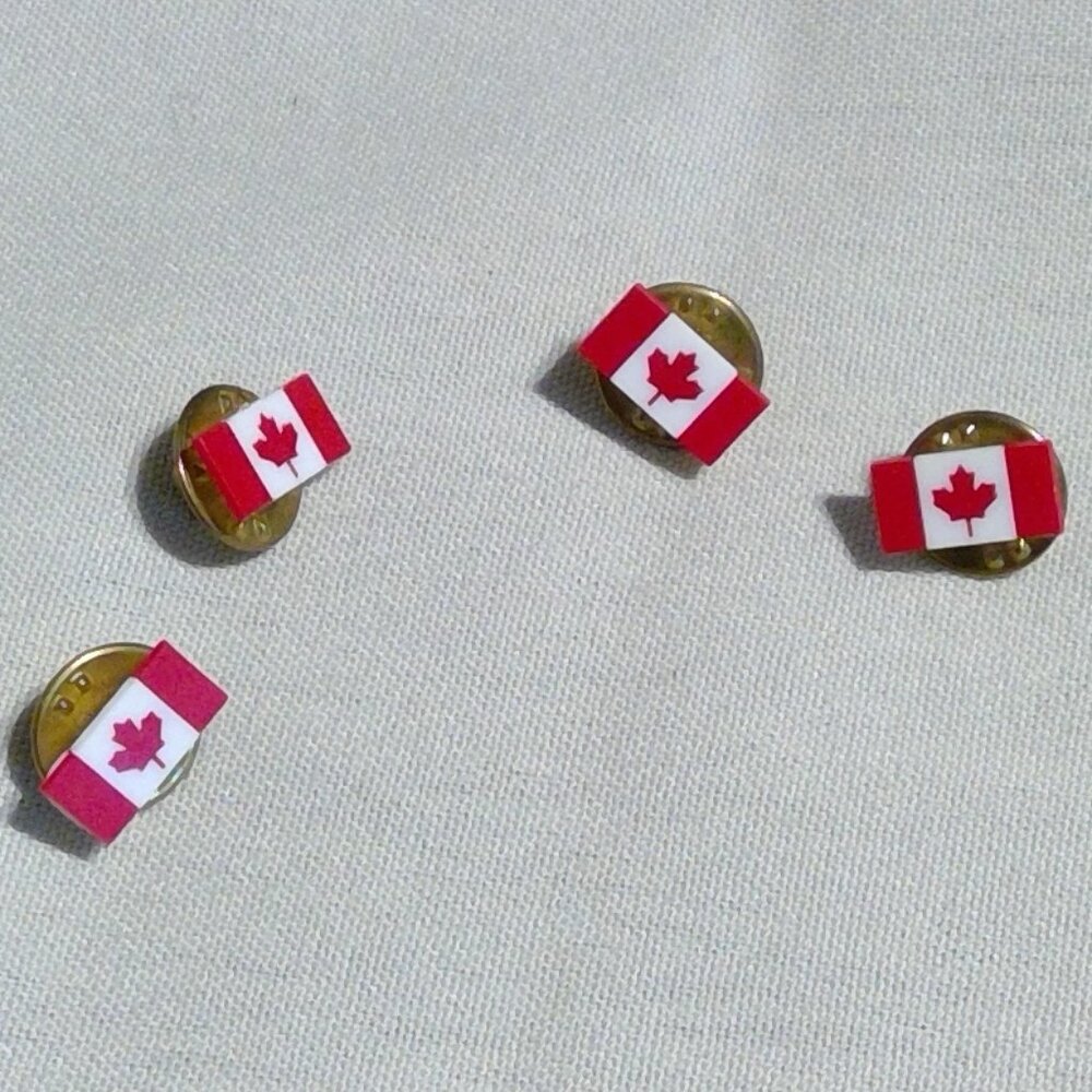4 Piece Mini Canadian Flag Pins Lot - 4 New Lapel Pins - Save $
